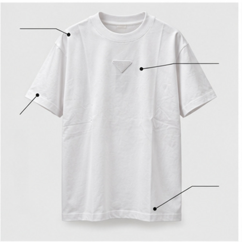 Men's White Round Neck Short Sleeve Minimal T-Shirt - Image 8