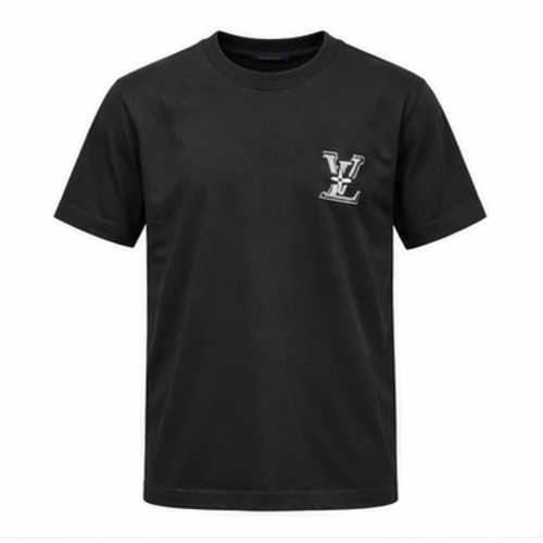 Men's Black Round Neck Short Sleeve Small chest graphic T-Shirt