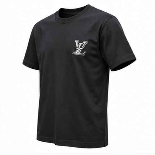 Men's Black Round Neck Short Sleeve Small chest graphic T-Shirt - Image 5