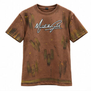 Men's Brown Round Neck Short Sleeve Script graphic T-Shirt