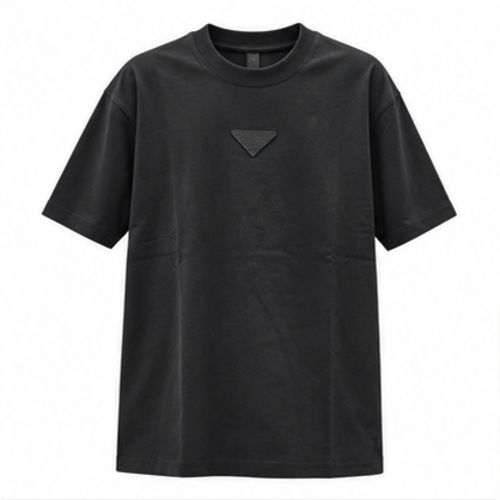 Men's Black Round Neck Short Sleeve Minimal T-Shirt