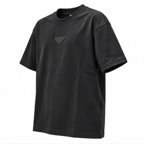 Men's Black Round Neck Short Sleeve Minimal T-Shirt - Image 4