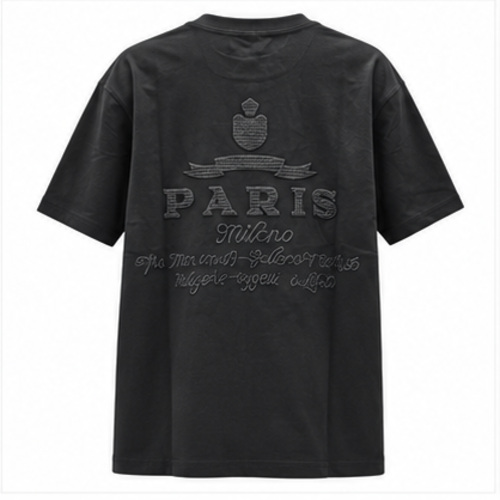 Men's Black Round Neck Short Sleeve Minimal T-Shirt - Image 3
