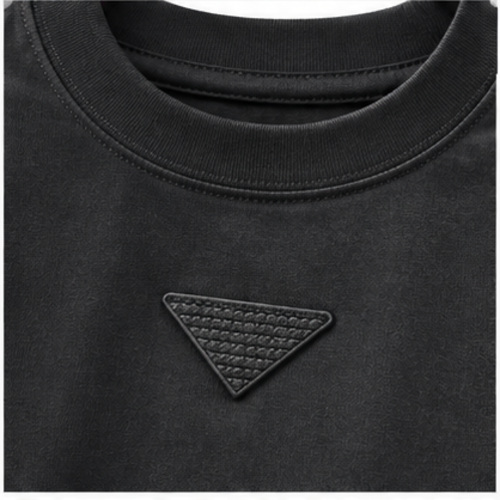 Men's Black Round Neck Short Sleeve Minimal T-Shirt - Image 5