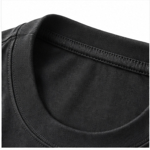 Men's Black Round Neck Short Sleeve Minimal T-Shirt - Image 6