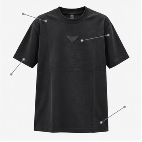 Men's Black Round Neck Short Sleeve Minimal T-Shirt - Image 8