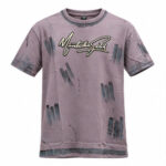 Men's Mauve Grey Round Neck Short Sleeve Script graphic T-Shirt