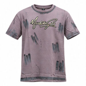 Men's Mauve Grey Round Neck Short Sleeve Script graphic T-Shirt
