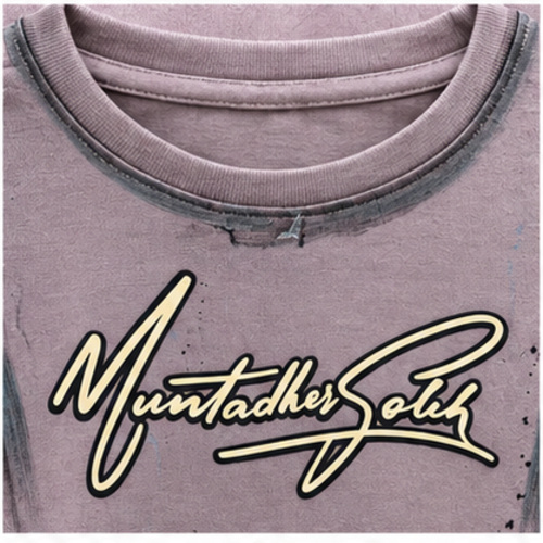 Men's Mauve Grey Round Neck Short Sleeve Script graphic T-Shirt - Image 4