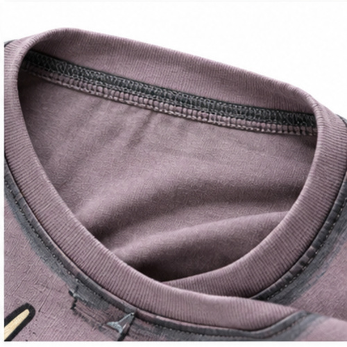 Men's Mauve Grey Round Neck Short Sleeve Script graphic T-Shirt - Image 5