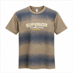 Men's Beige/Grey Gradient Round Neck Short Sleeve Typography graphic T-Shirt