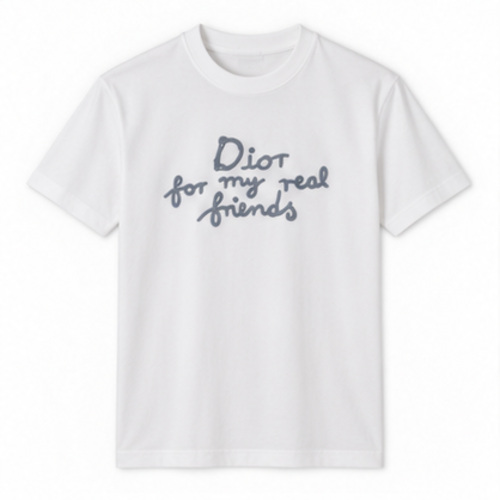Men's White Round Neck Short Sleeve Script typography T-Shirt