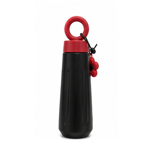 Black Red Sports Bottle with Ring Handle - Image 4