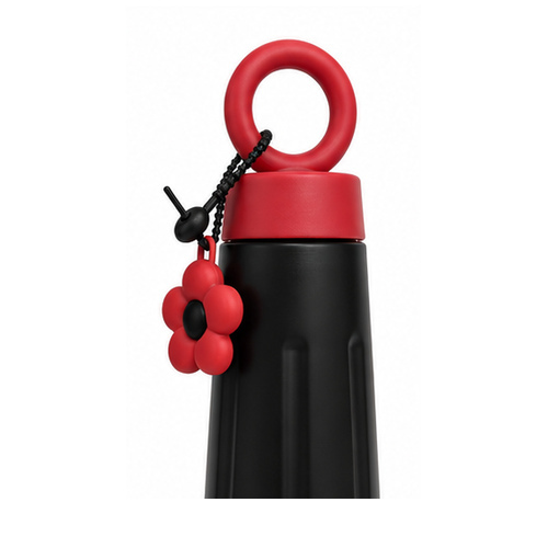 Black Red Sports Bottle with Ring Handle - Image 5
