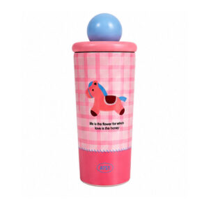 Pink Checked Cute Character Bottle