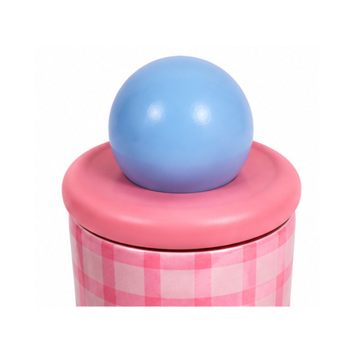 Pink Checked Cute Character Bottle - Image 4