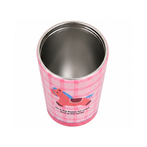 Pink Checked Cute Character Bottle - Image 6