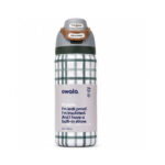 White Green Checked Printed Bottle