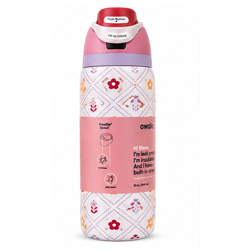 White Red Geometric Printed Bottle