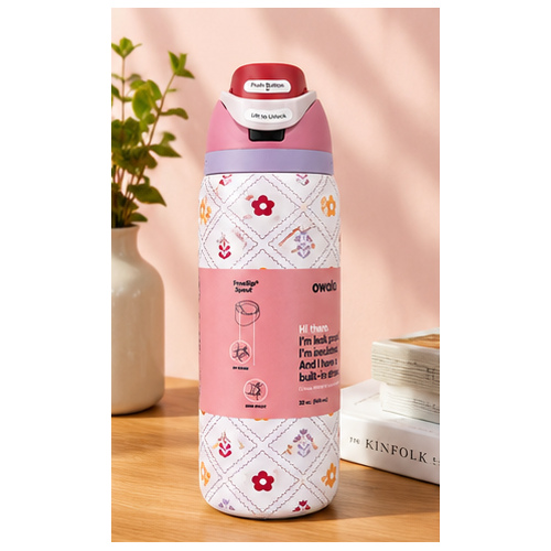 White Red Geometric Printed Bottle - Image 8