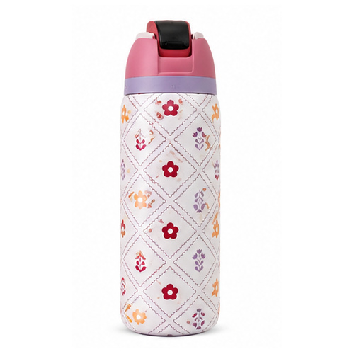 White Red Geometric Printed Bottle - Image 6