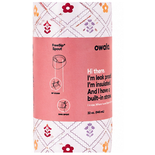 White Red Geometric Printed Bottle - Image 5