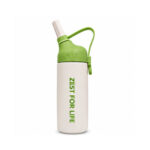 White Green 'Zest for Life' Straw Bottle