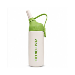 White Green 'Zest for Life' Straw Bottle