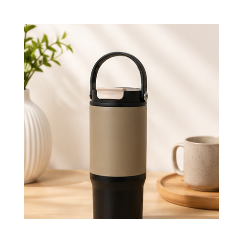 Beige Black Two-Tone Handle Tumbler - Image 2