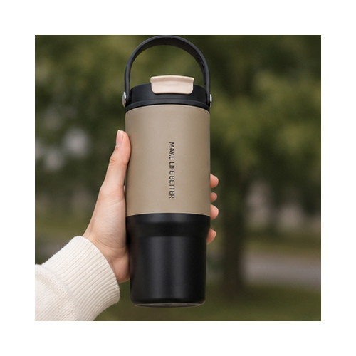 Beige Black Two-Tone Handle Tumbler - Image 6