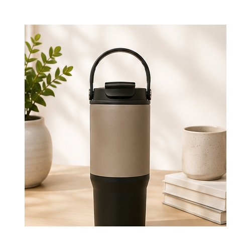 Beige Black Two-Tone Handle Tumbler 2 - Image 2