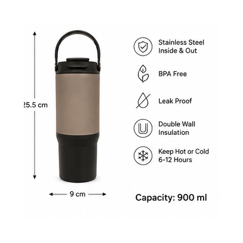 Beige Black Two-Tone Handle Tumbler 2 - Image 4