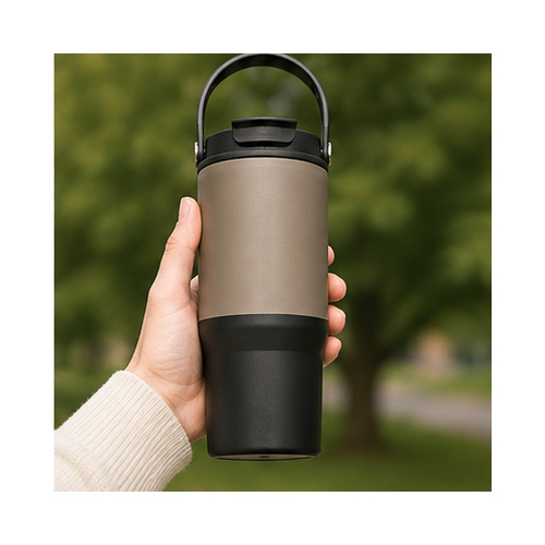 Beige Black Two-Tone Handle Tumbler 2 - Image 3