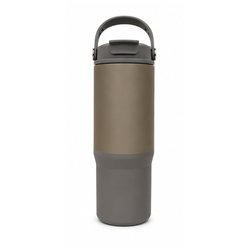Taupe Grey Handle Insulated Tumbler