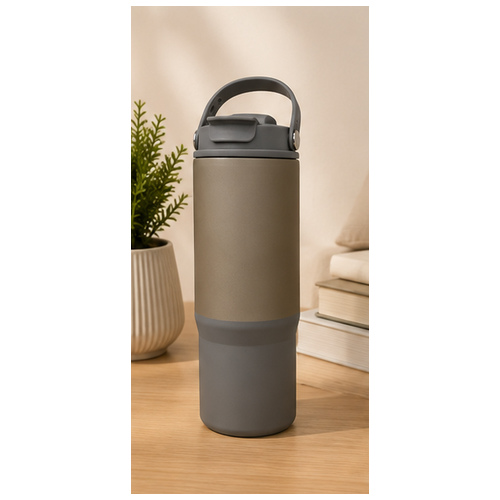 Taupe Grey Handle Insulated Tumbler - Image 3