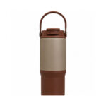 Taupe Brown Handle Insulated Tumbler
