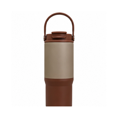 Taupe Brown Handle Insulated Tumbler