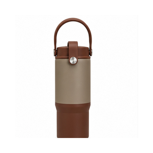 Taupe Brown Handle Insulated Tumbler - Image 2