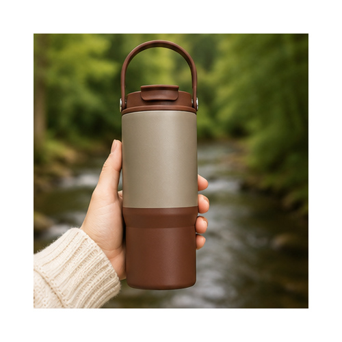 Taupe Brown Handle Insulated Tumbler - Image 8
