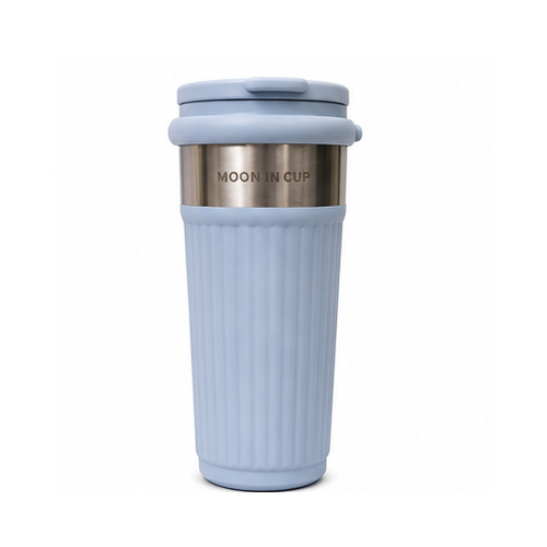 Blue Ribbed Coffee Tumbler