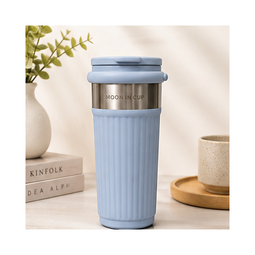 Blue Ribbed Coffee Tumbler - Image 3