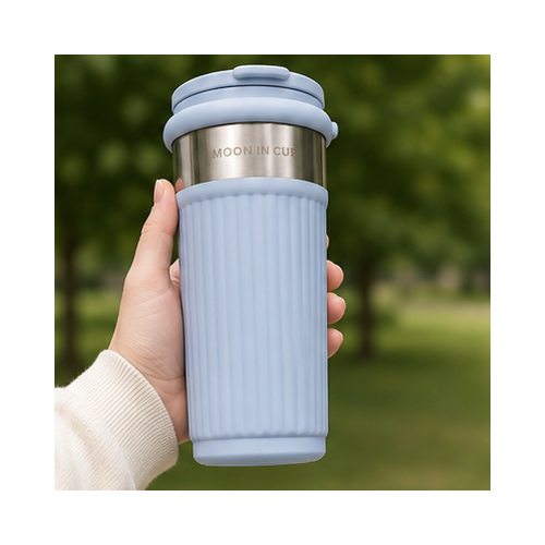 Blue Ribbed Coffee Tumbler - Image 8
