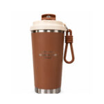 Brown Metallic-Rim Carry-Loop Tumbler