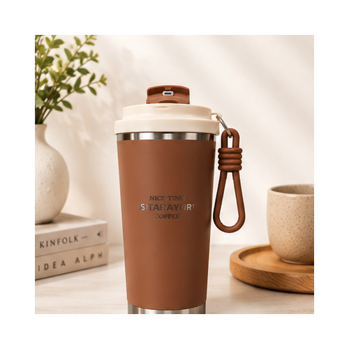 Brown Metallic-Rim Carry-Loop Tumbler - Image 3