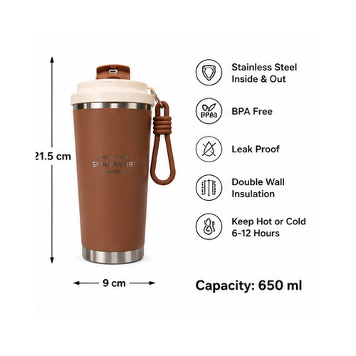 Brown Metallic-Rim Carry-Loop Tumbler - Image 7