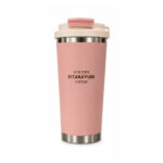 Pink Metallic-Rim Travel Tumbler
