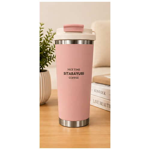 Pink Metallic-Rim Travel Tumbler - Image 2