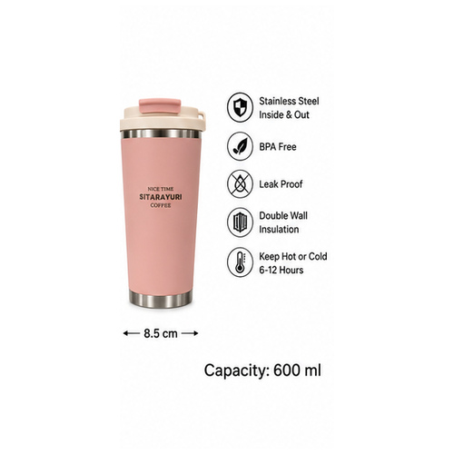 Pink Metallic-Rim Travel Tumbler - Image 7