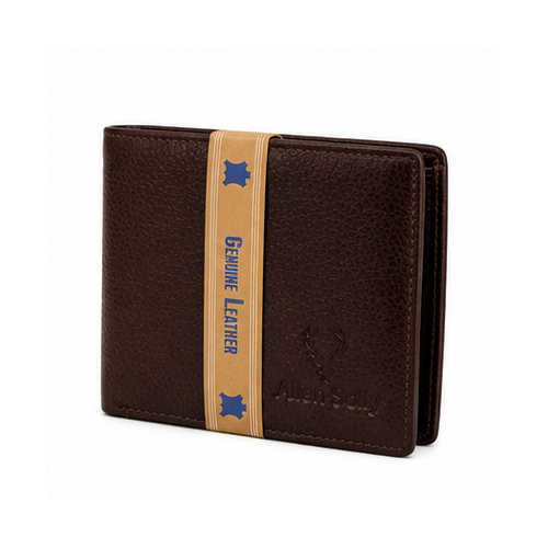 Brown Two-Tone Genuine Leather Style Bifold Wallet - Image 3