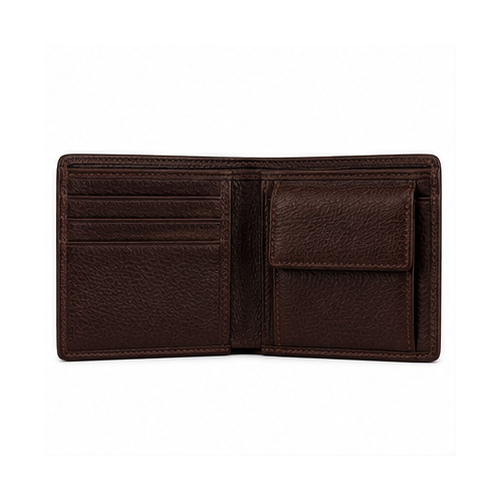 Brown Two-Tone Genuine Leather Style Bifold Wallet - Image 4